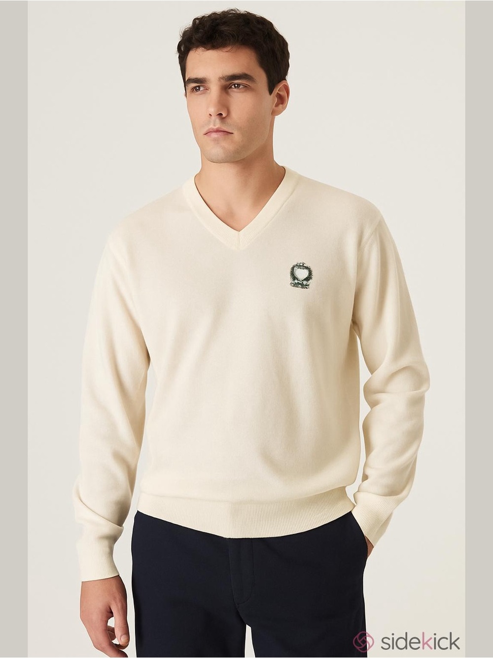 Vintage Men’s Lacoste Cream V-neck Sweater